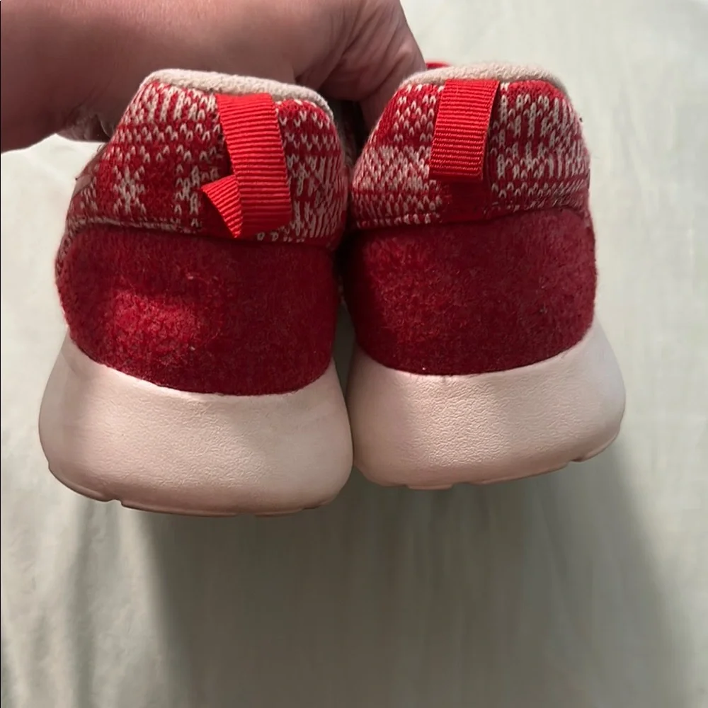 Nike Red and White Knit Holiday style Sneakers